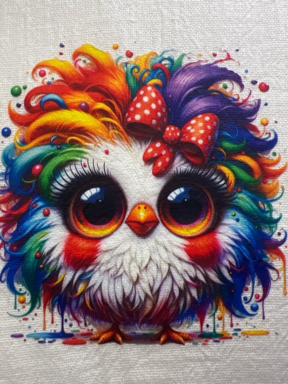Rainbow Chicken Kitchen Towel Colorful Whimsical Chicken Dish Towel